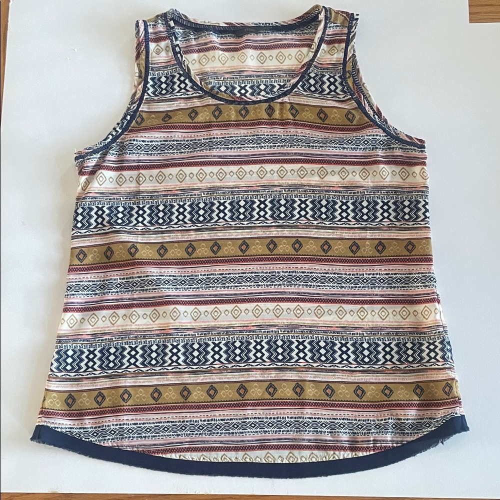 THML Navy and Gold Patterned Tank Top